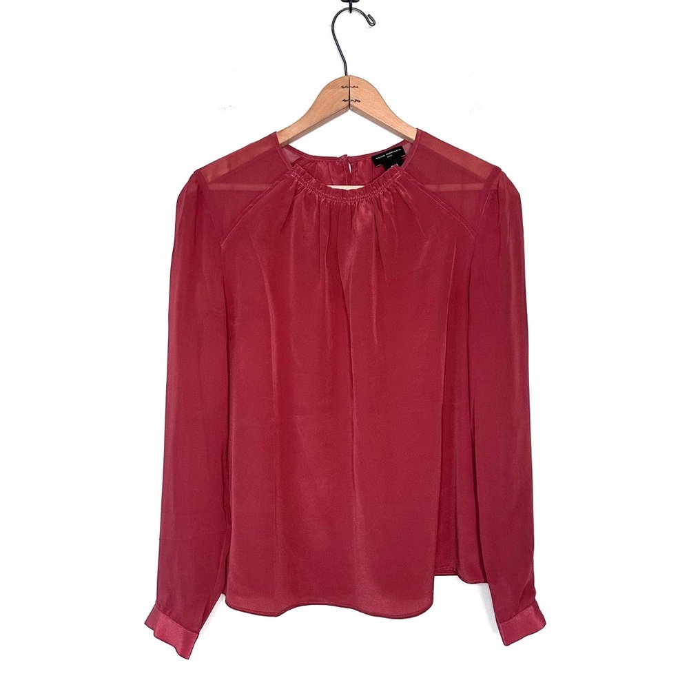 Club Monaco Silk Ruched Neck Top Size Medium
